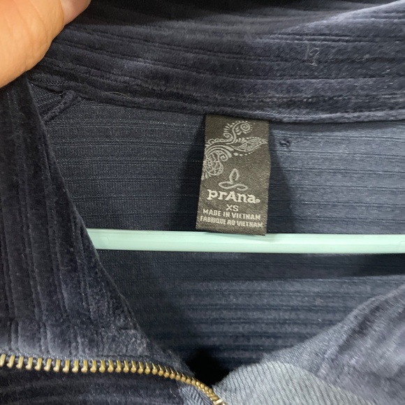 Prana Blue 1/2 Zip Up Sweater Plush Velour - Picture 2 of 2